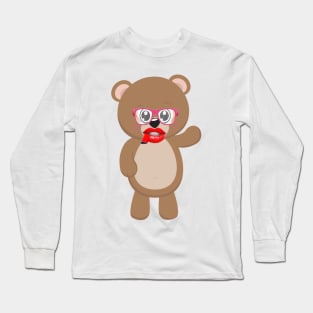 BEAR IN RED LEPS ART Long Sleeve T-Shirt